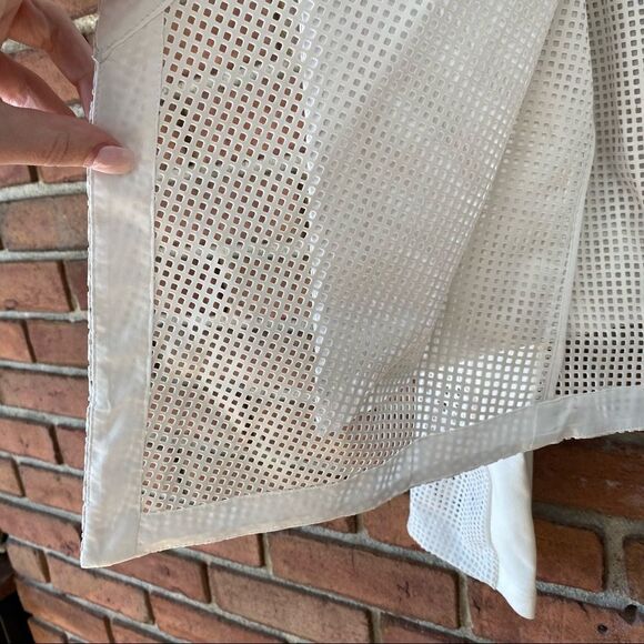 Chico's Layered See-Through Square Print Mesh Blazer White Size 1 - Picture 4 of 12